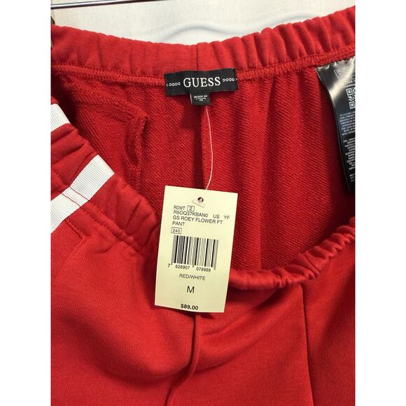 GUESS | Red Floral Embroidered Wide Leg Loose fit Track Pants 'ZOEY' NWT- Large - Picture 6 of 9